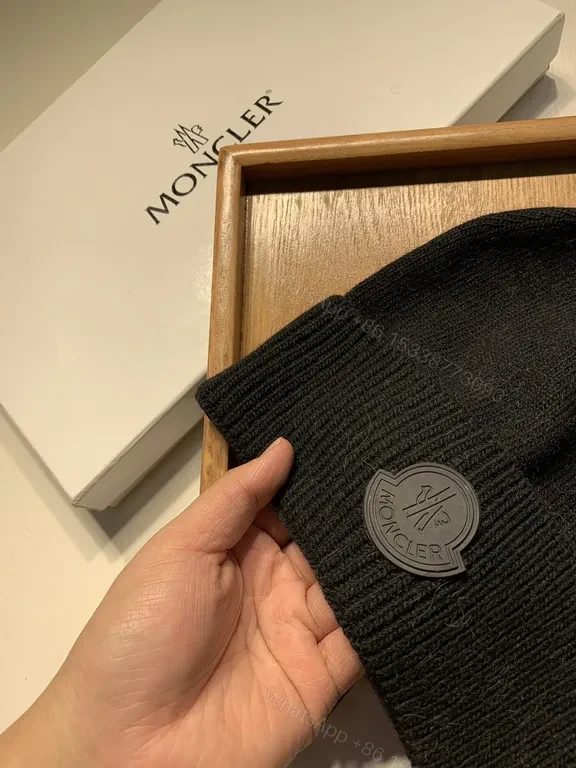 View 4 of Cozy Black Knit Beanie â€” Premium Moncler Warmth Hat