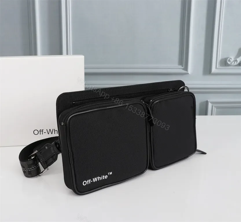 View 4 of Black Nylon Belt Bag: Two-Pocket, Hands-Free Utility