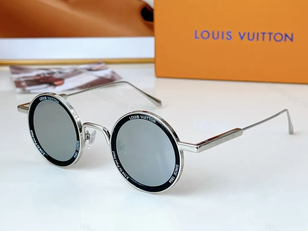 Louis Vuitton Round-Frame Sunglasses: Chrome, Polarized Mirrored — view 1