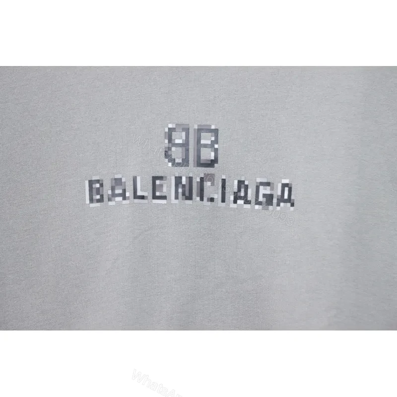 View 3 of Balenciaga Clothes BB Pixel Print Hoodie Grey
