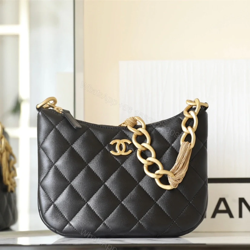 View 3 of Chanel高仿奢侈品腋下包23aHobo系列黑金免檢版