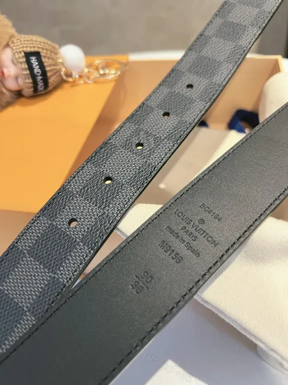 View 5 of Louis Vuitton Damier 35mm Belt â€“ Silver LV Buckle, Dark Graphite