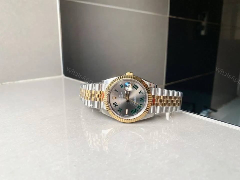 View 5 of REF Factory 1:1 Best Rolex New DateJust 41 126334 SS/YG Edition Gray Dial Green Roman Markers A3235