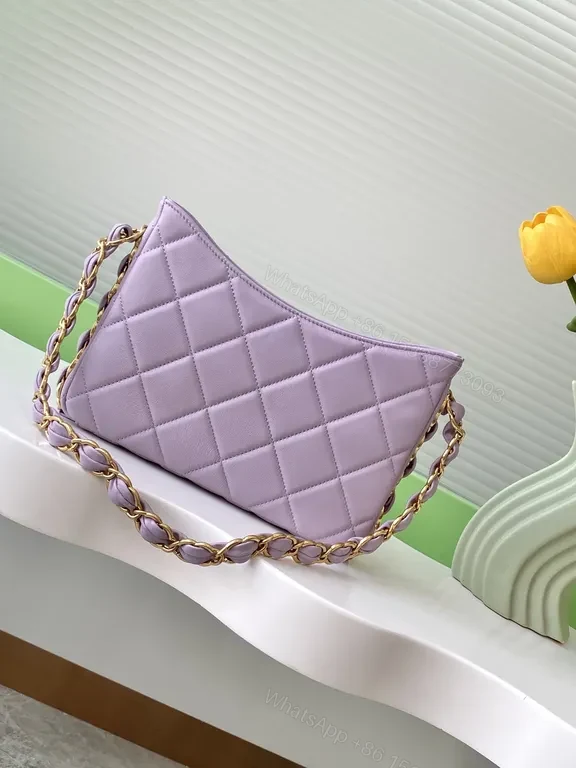View 4 of Lavender Quilted Chain Bag: Luxurious Everyday Chic