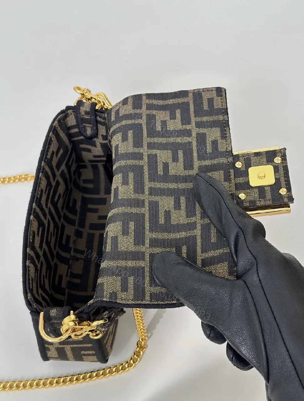 View 8 of Geometric Chic Crossbody with Gold Chain Bag