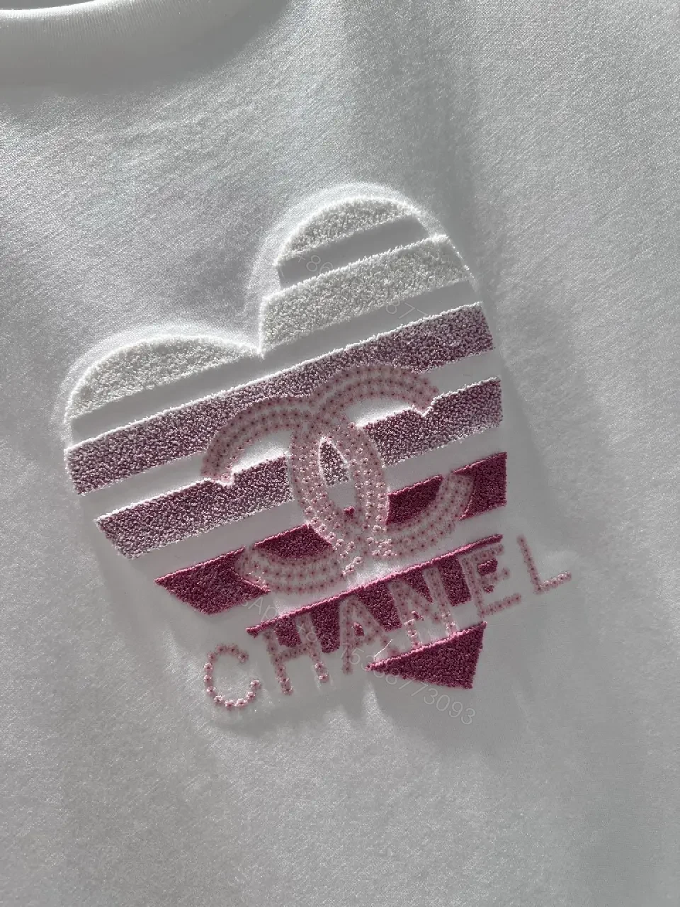 View 10 of White Cotton Tee: Subtle Heart Logo, Everyday Luxury, Men's/Women's