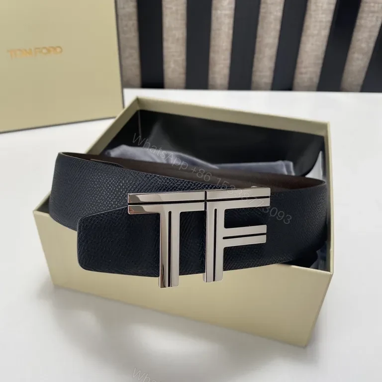 View 3 of Lux Calfskin Belt: TF-Inspired Buckle, Textured Matte Leather