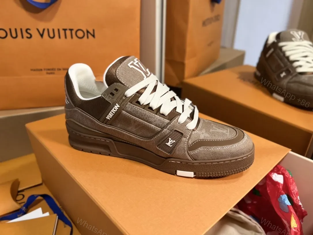 View 9 of Brown Leather-Trim Sneaker: Modern Luxury Comfort Footwear