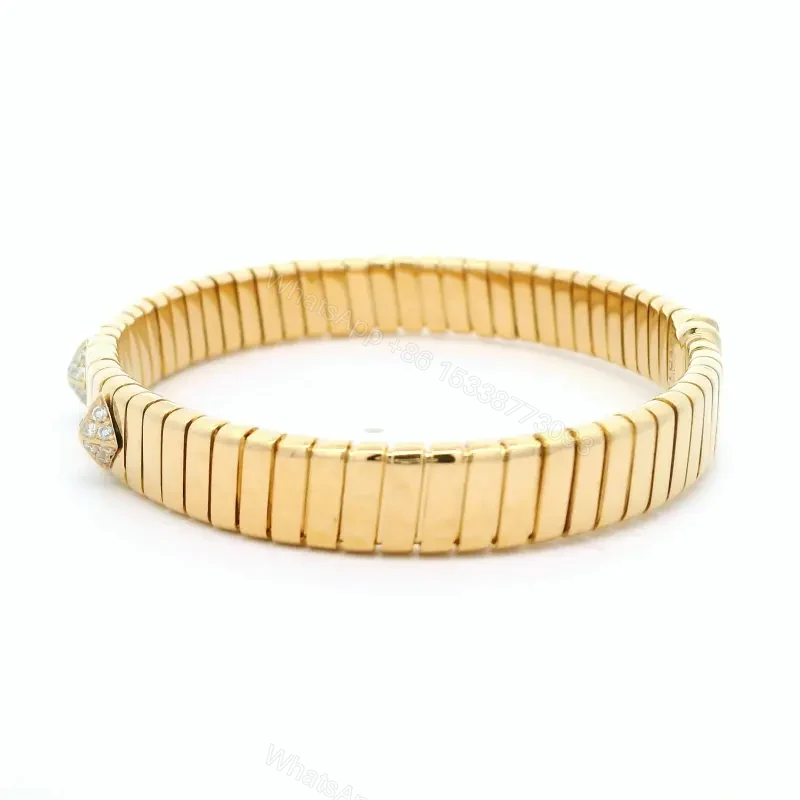 View 6 of 18K Yellow Gold Bvlgari Tubogas Diamond Bracelet for Women