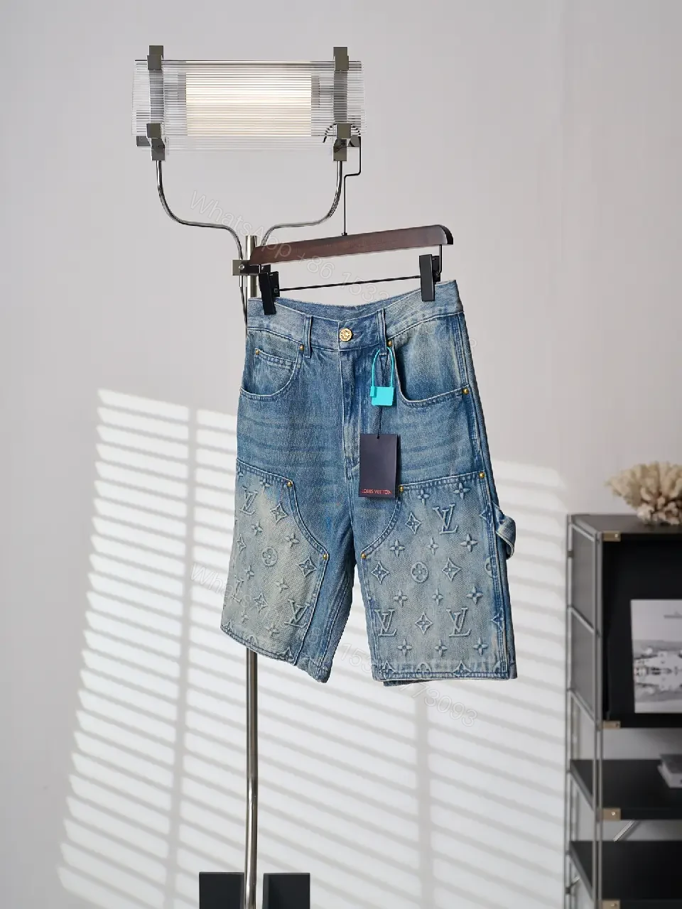 View 11 of Blue Denim Louis Vuitton Monogram Shorts