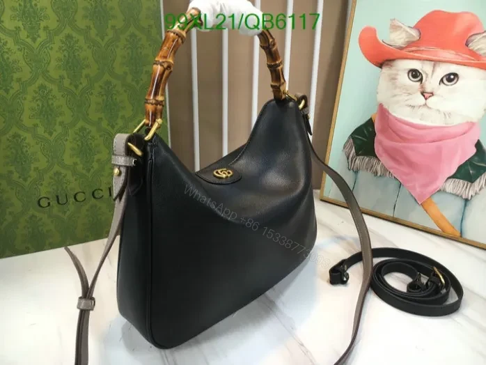 View 2 of Gucci Imitation Diana Medium Black Leather Handbag QB61177 – Designer AAAA Purse