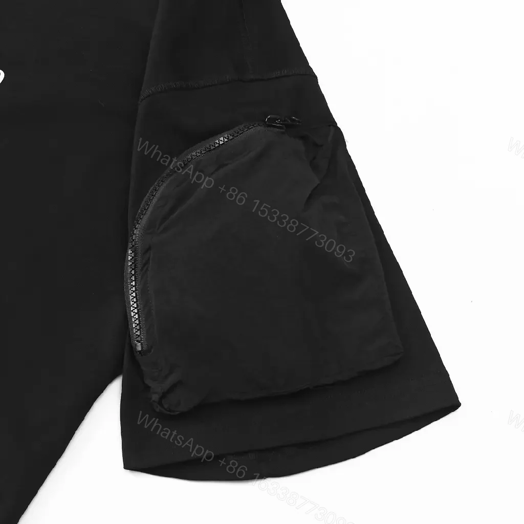 View 2 of Stone Fabrication: Minimal Tee with Sleeve Zip Pocket, Premium Cotton