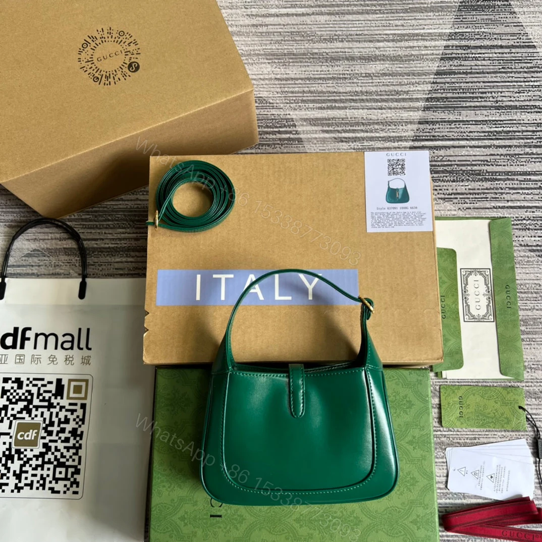 View 3 of GG JACKIE MINI 19 SHOULDER BAG IN GREEN FOREST CALFSKIN