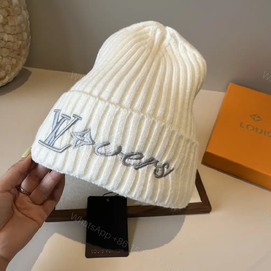 View 6 of Neutral Ivory Knit Beanie with Premium Embroidery Warmth
