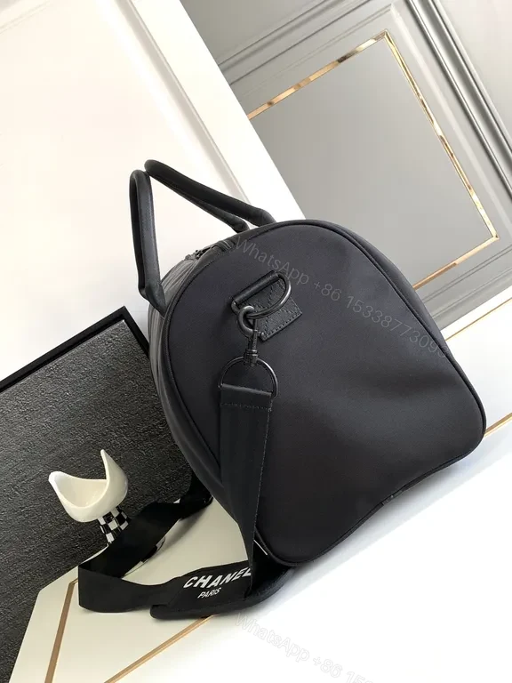 View 2 of Lux Black Weekend Duffle: Chanel-Inspired Signature Detail, Carry-On