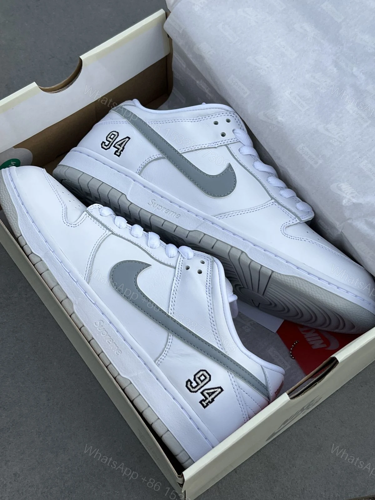 View 3 of FIRST COPY NIKE SB DUNK 94 WHITE GREY FOR MEN