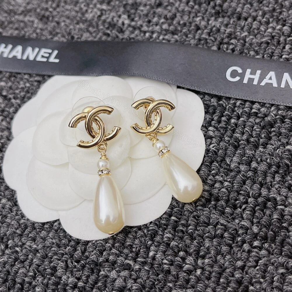 View 3 of Chanel CC Pearl Drop Earrings A98327