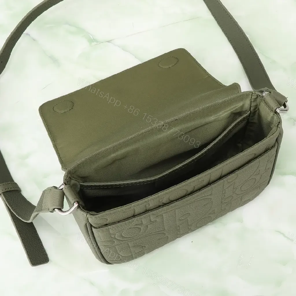 View 2 of Olive Embossed Leather Crossbody: Modern Chic, Compact