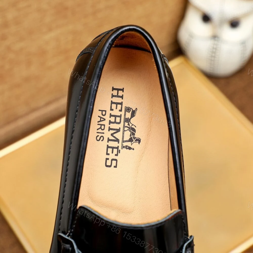 View 6 of Hermes Men’S Loafer Moccasin Polish With H Silver In Black