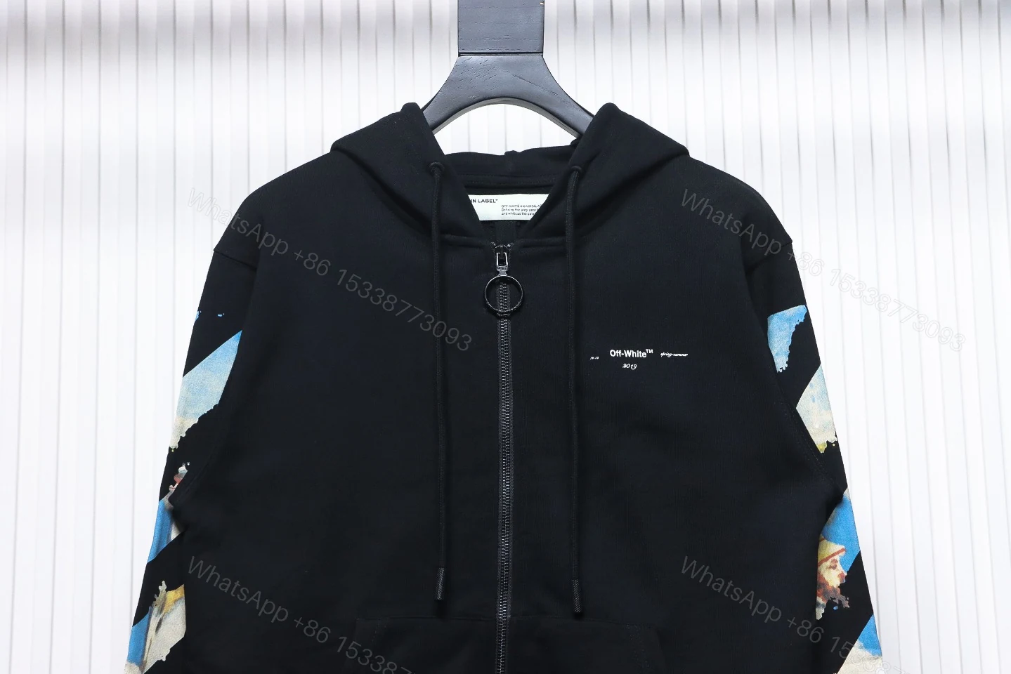 View 5 of Off-White Oil Painting Printed Black Zipper Hoodie