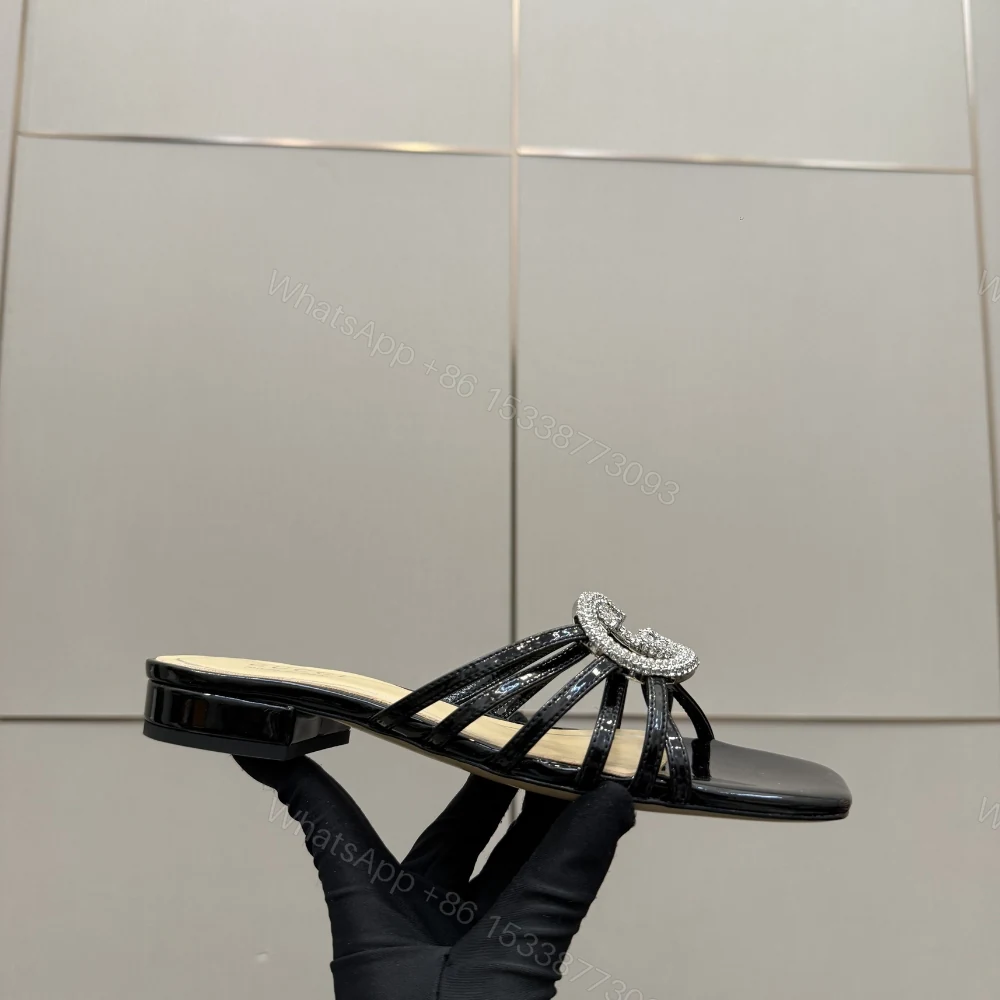 View 2 of Gucci Women Slide With Crystal Interlocking G Black