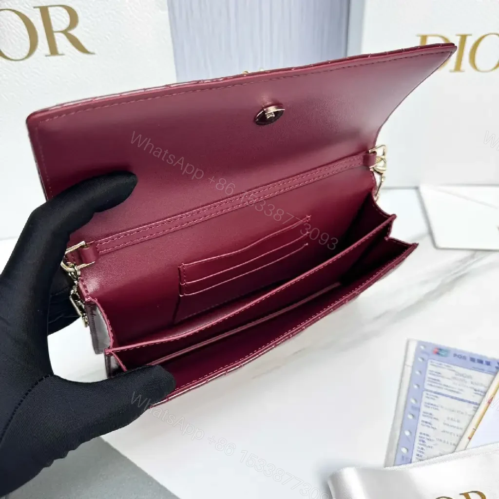 View 4 of Glossy Burgundy Quilted Mini Bag with Bow Accent