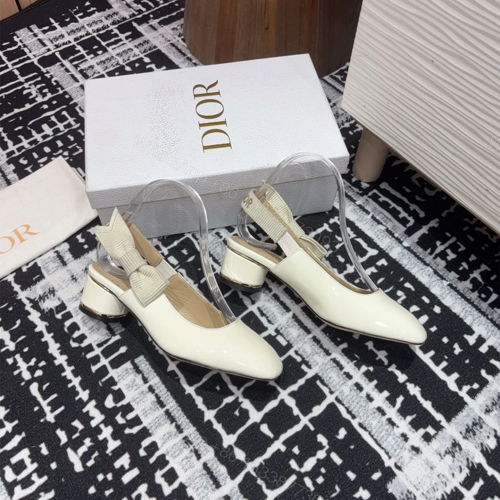 View 8 of 高仿Dior*Miss系列KDV271露跟蝴蝶結矮踭鞋白色免檢版