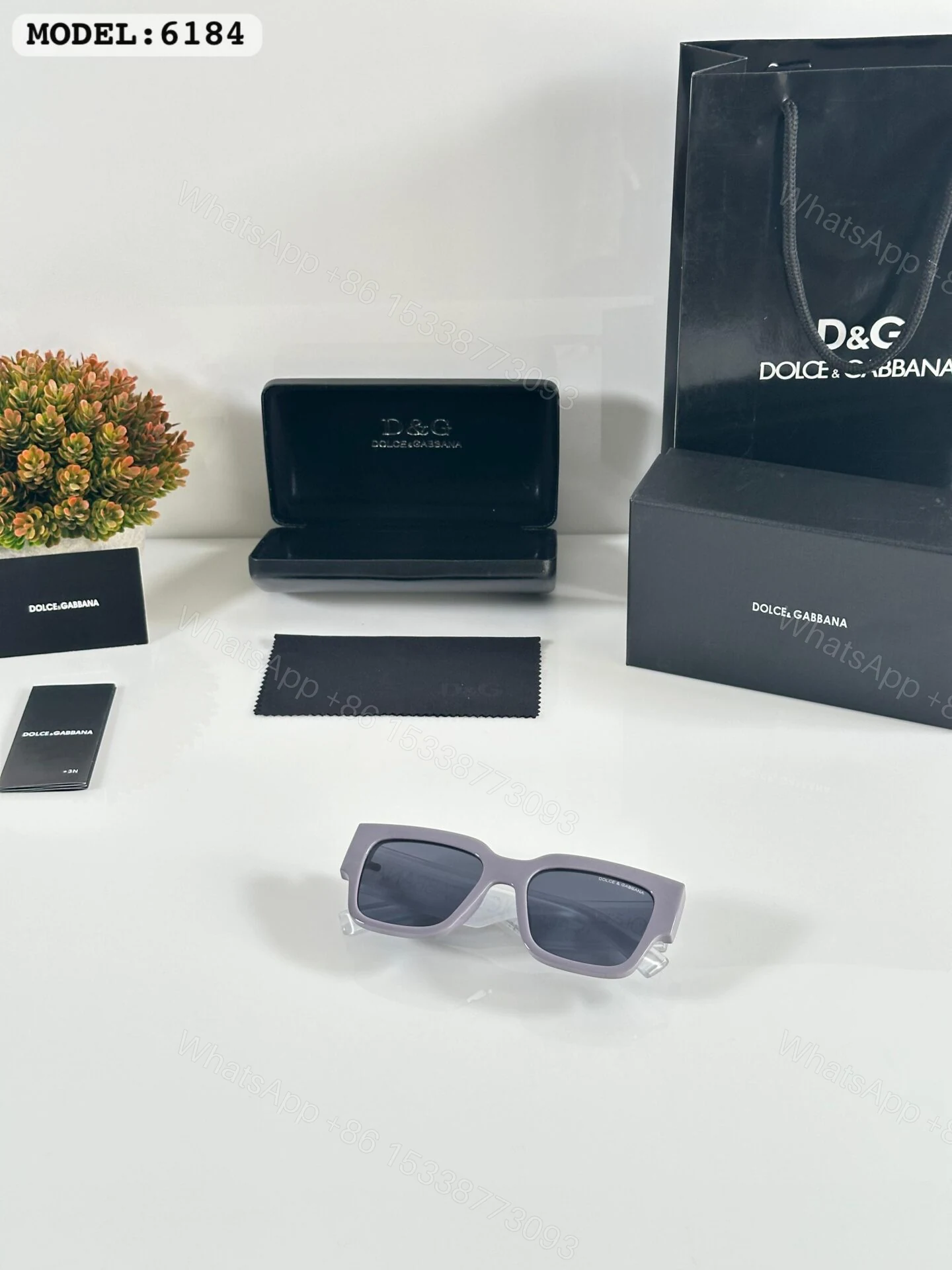 Dolce & Gabbana 6184 Grey Square Sunglasses Black Lens — view 1