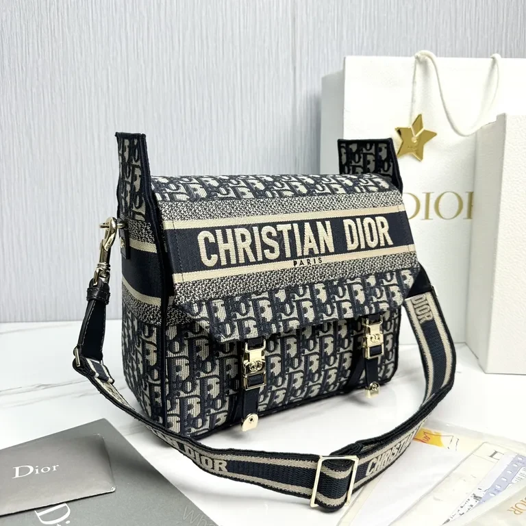 View 5 of Chic Monochrome Dior-Pattern Crossbody Bag with Logo