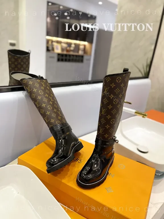 View 7 of Louis Vuitton Knee-High Monogram Patent Boots