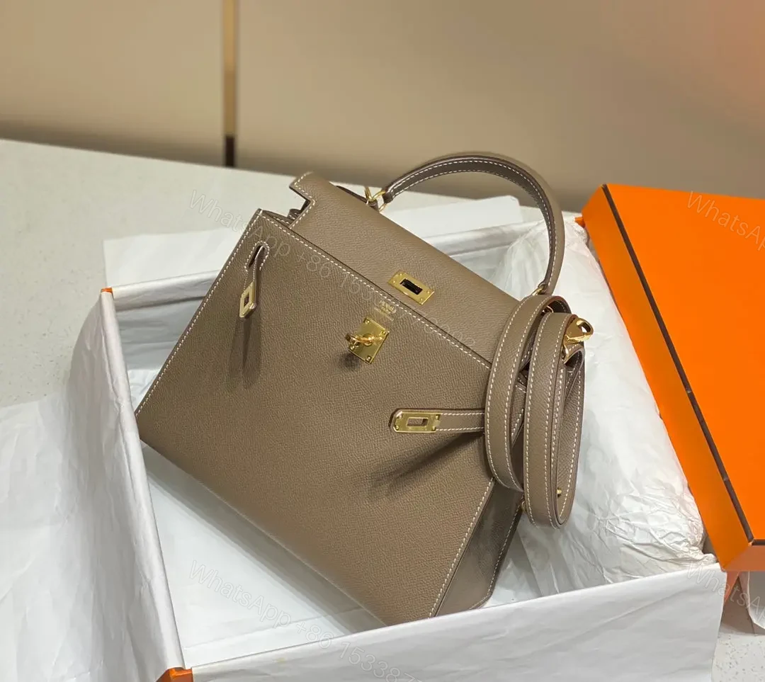 View 2 of HN 25 bag in Etoupe Epsom leather with gold hardware