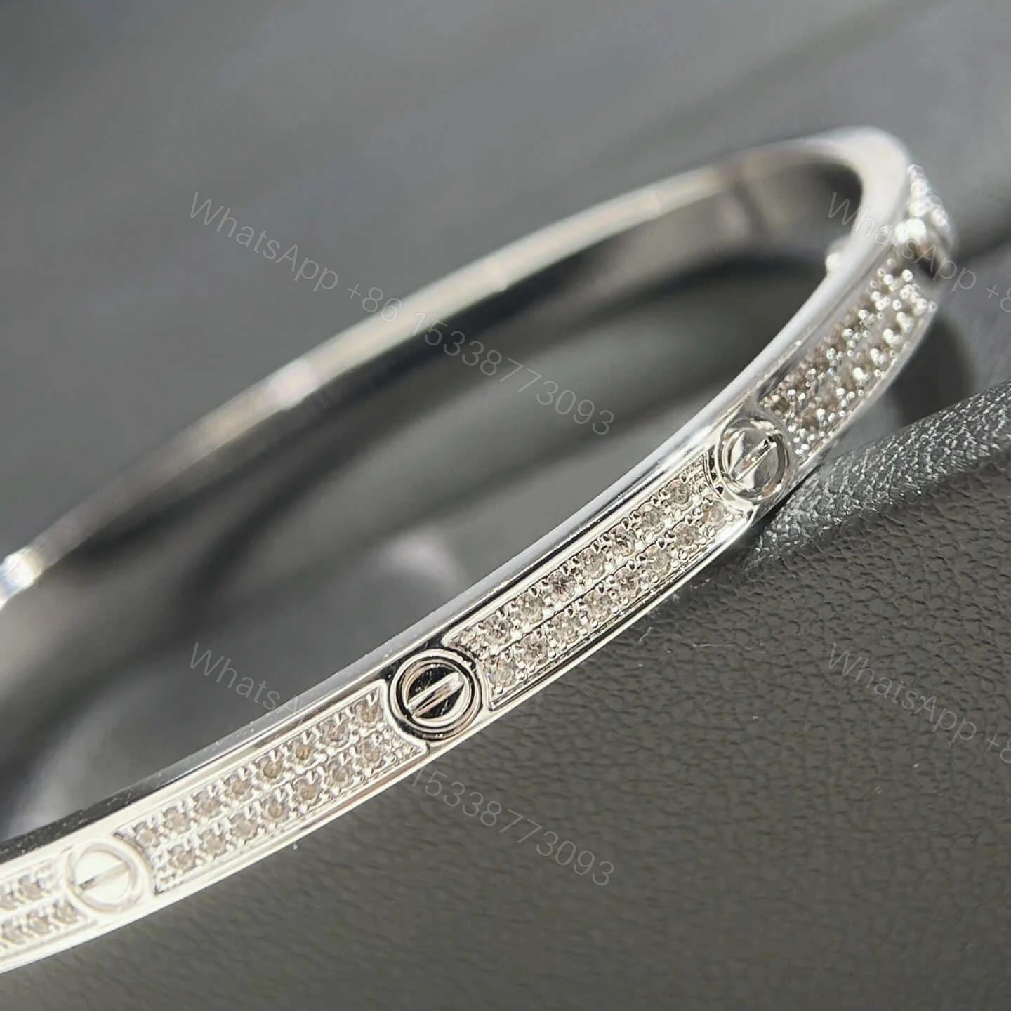 View 5 of Cartier Thin Love Bracelet Pave Diamonds White Gold N6710817
