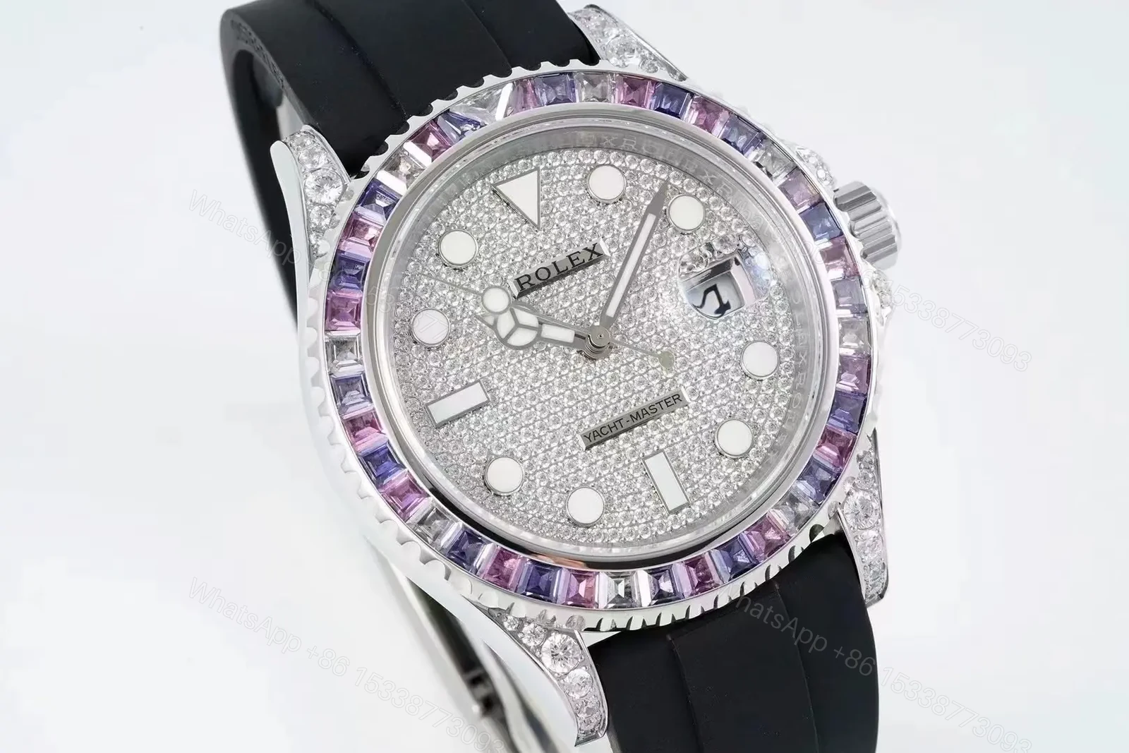 View 3 of GM Factory Clean Factory Rolex Yacht-Master Platinum Black Rubber