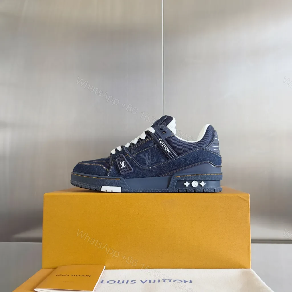 View 4 of Denim-Block Luxe: Iconic LV-Style High-Tops Sneakers