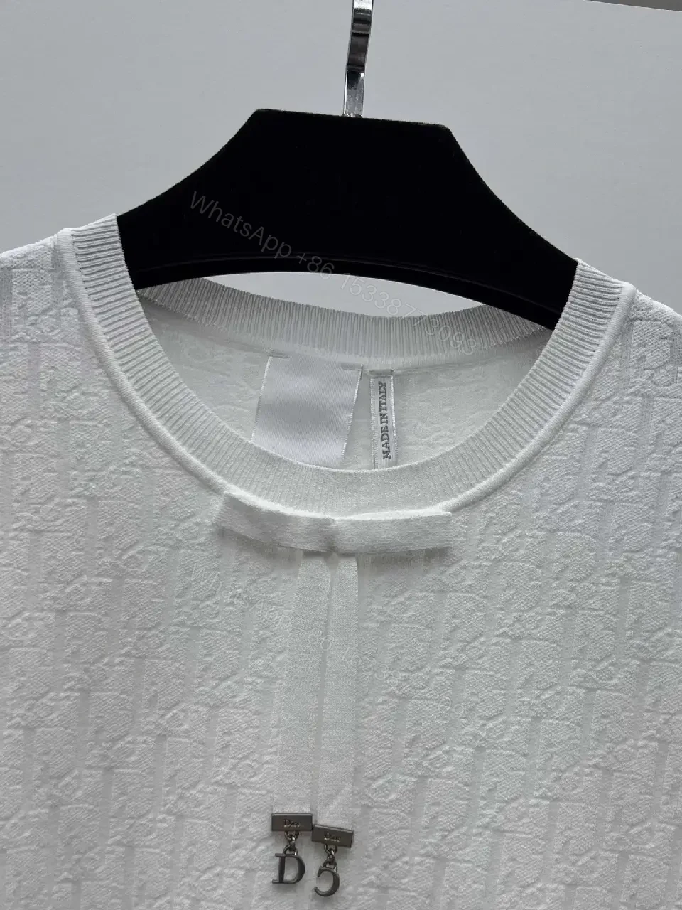 View 8 of Off-White Knit Top with Textured Cable Detail