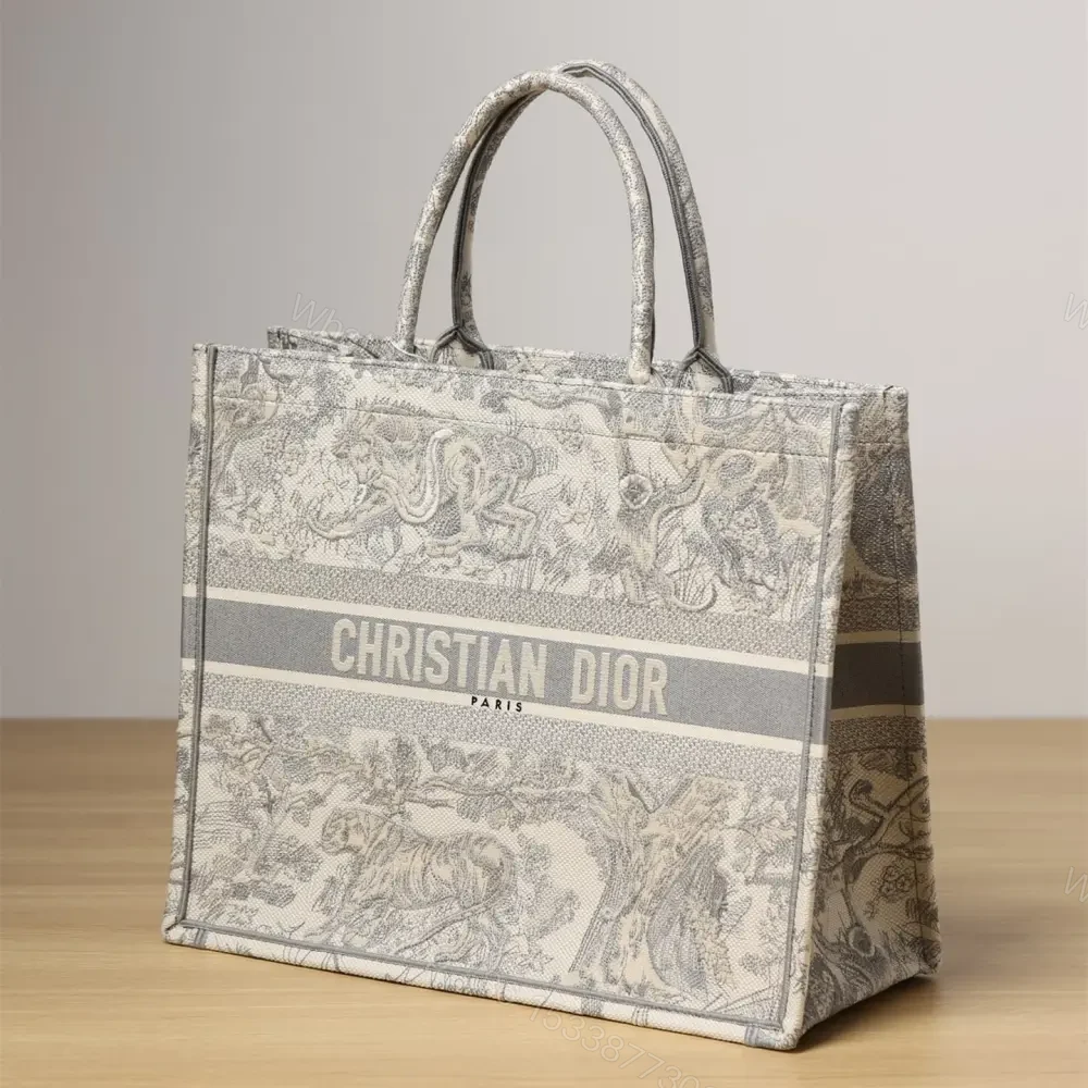 View 4 of 高仿Dior*BookTote系列茹伊刺繡灰色L免檢版