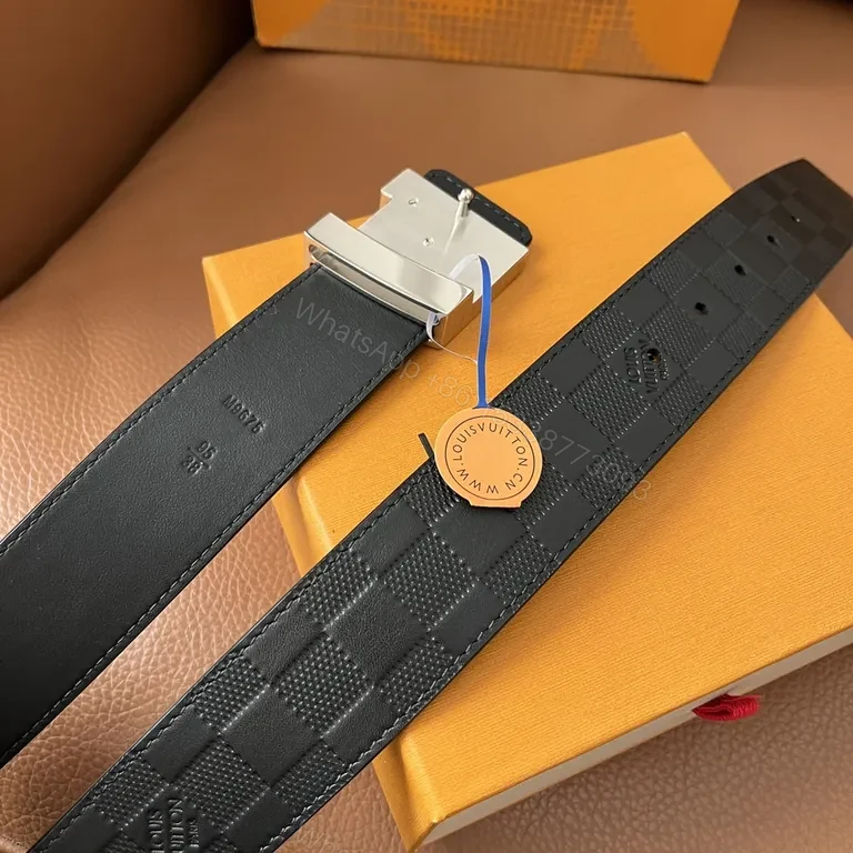 View 8 of Bold Textured Belt with LV Monogram Buckle