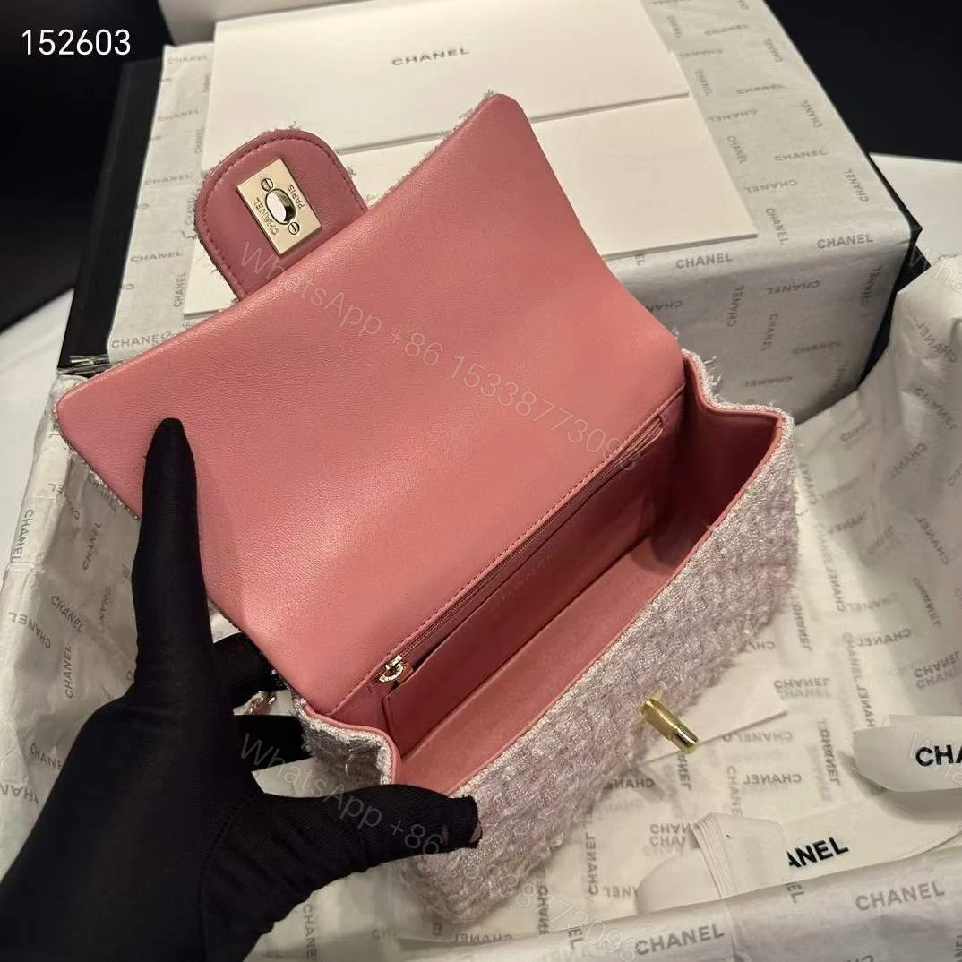 View 2 of CHANEL Tweed Quilted Mini Top Handle Rectangular Flap