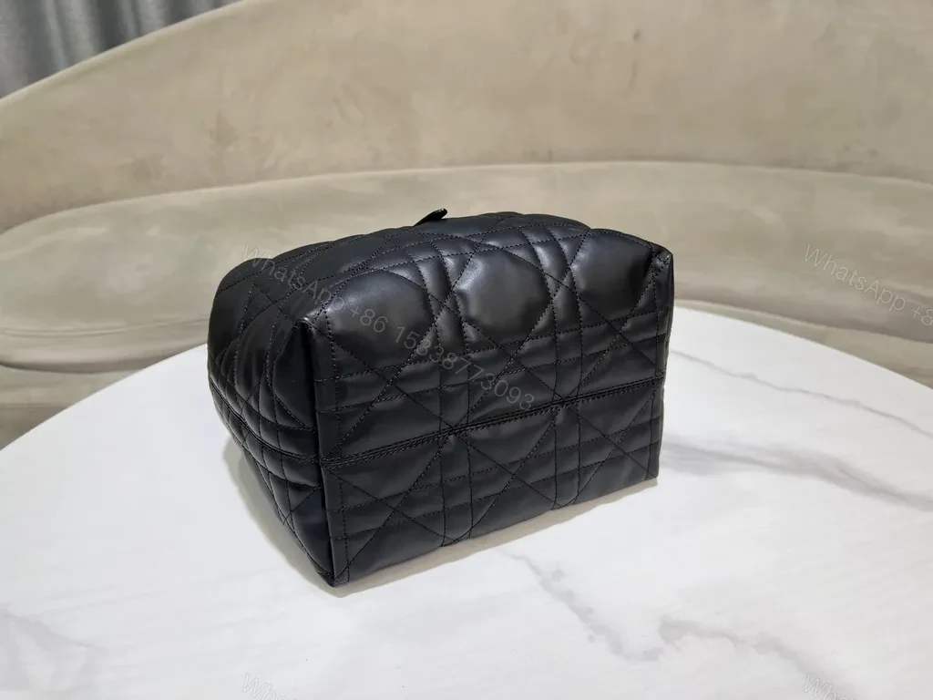View 8 of Chic Quilted Tote with Gold Charms - Elegant Everyday Carryall