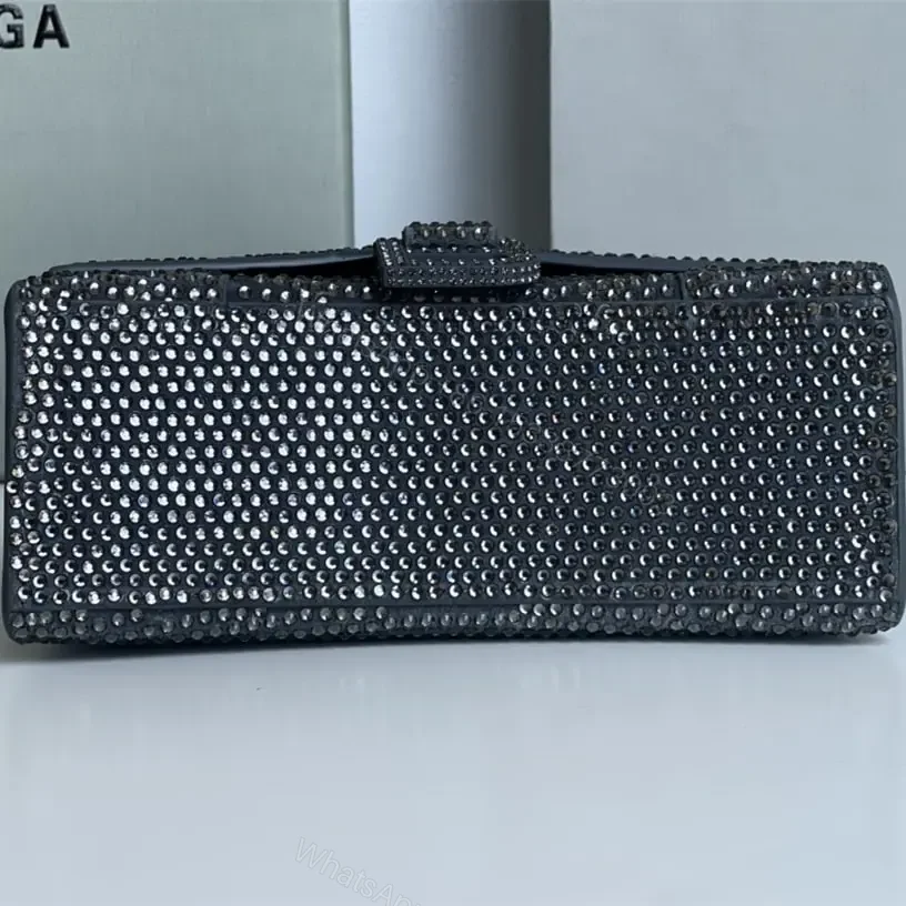 View 9 of 高仿Balenciaga*Hourglass系列沙漏包滿鑽灰色XS