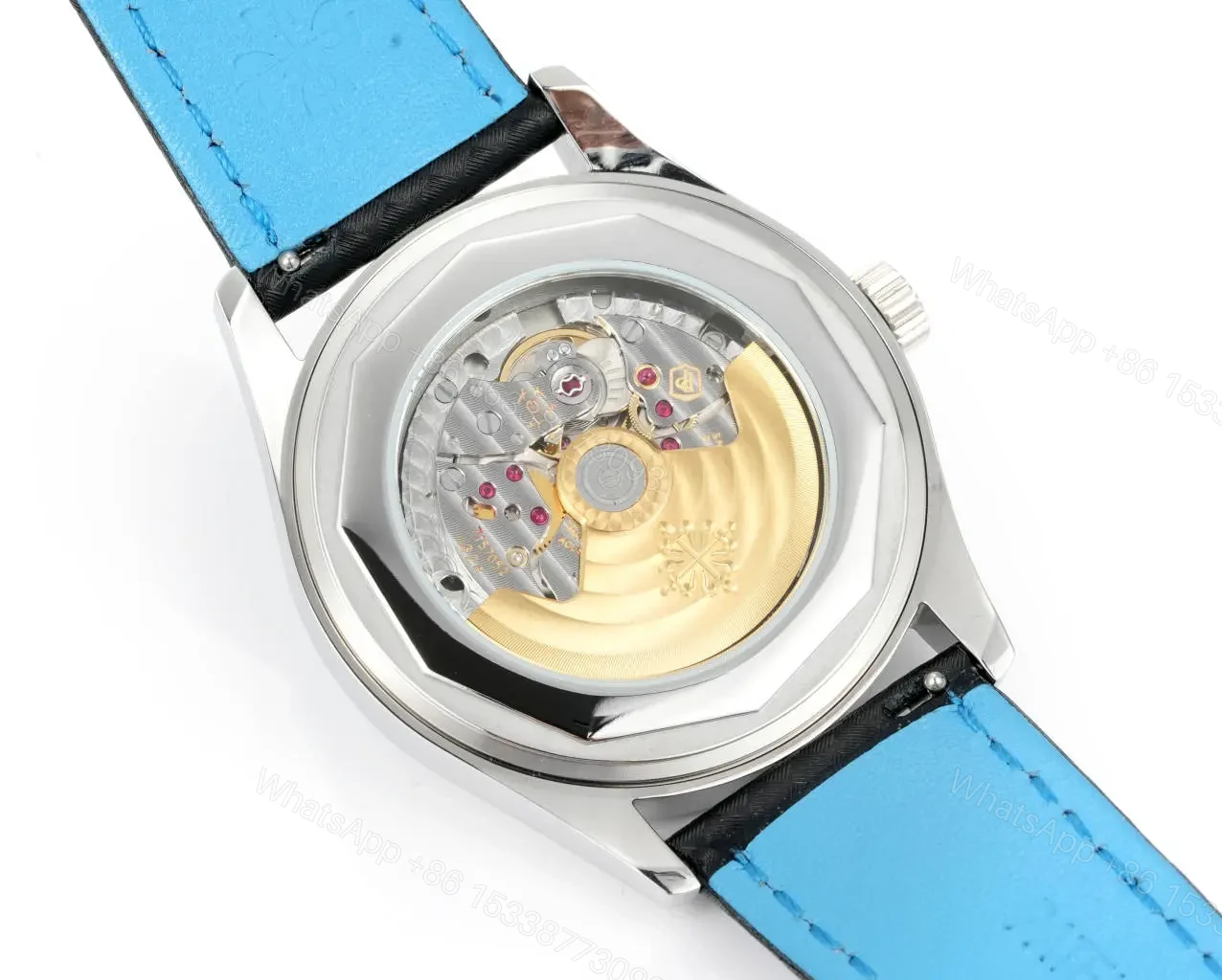 View 8 of Patek Philippe Calatrava 40mm Stainless Steel Watch with Black Dial and Blue Accents Ref. 6007G-010