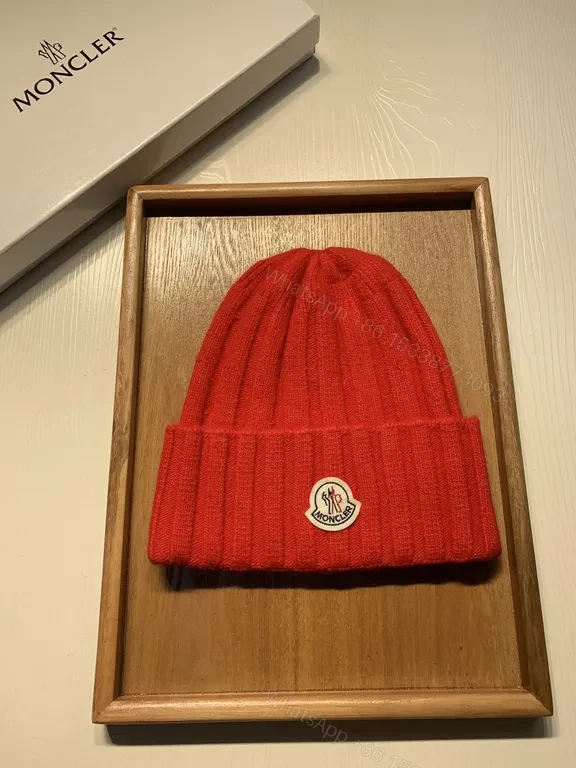View 6 of Bold Red Rib-Knit Beanie: Moncler Warmth & Luxury Style