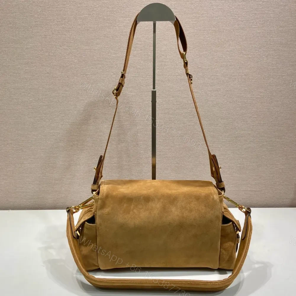 View 2 of 高仿Prada*Explore系列1BD394麂皮郵差包中號棕色免檢版