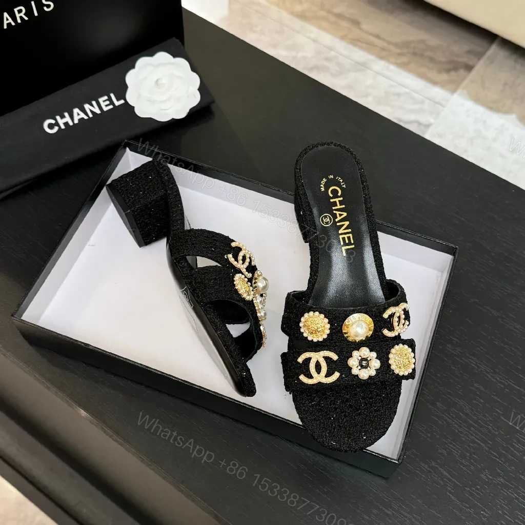 View 5 of Graphite Glitter Mule with Gold-Accent Embellishments, Lux Couture Style
