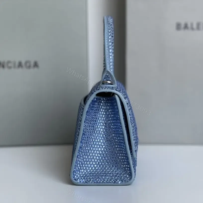View 5 of 高仿Balenciaga*Hourglass系列沙漏包滿鑽藍色XS