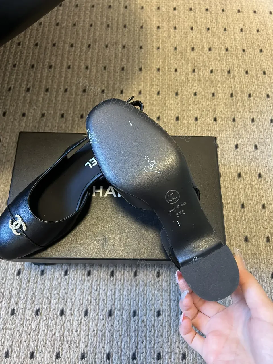 View 2 of Blue Leather Slingback Flats | Luxe Comfort, Icon Logo Detail