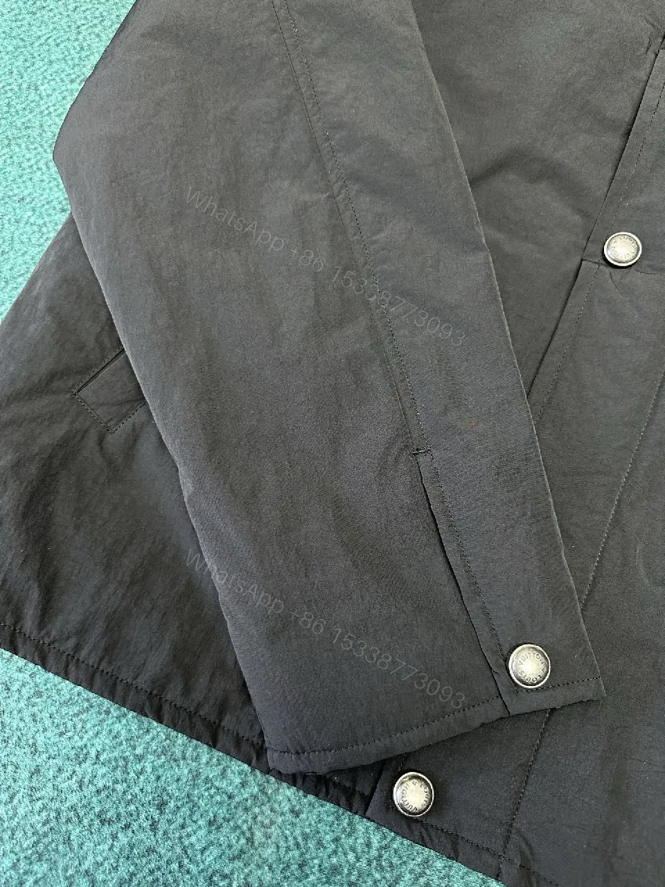 View 8 of Dark Matte Jacket with Signature LV Stitch Pocket - Modern Minimalist Jacket