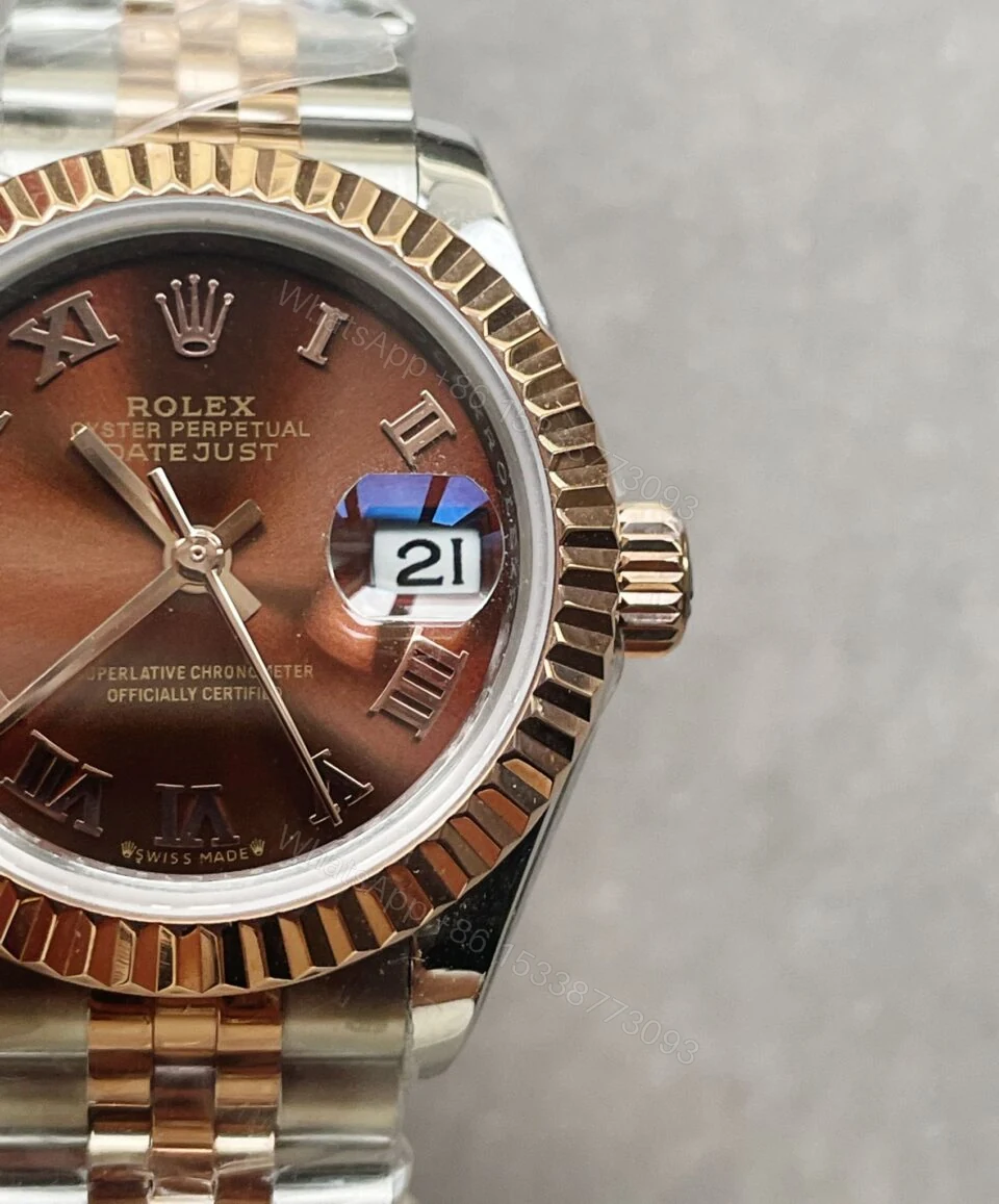 View 3 of KZF Factory 1:1 Rolex Datejust 28mm 904L RG/SS Brown Dial A2671