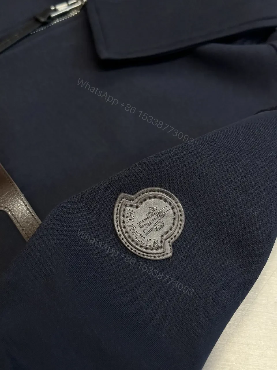 View 7 of navy cotton blend half-zip pullover with chest pocket for everyday luxury