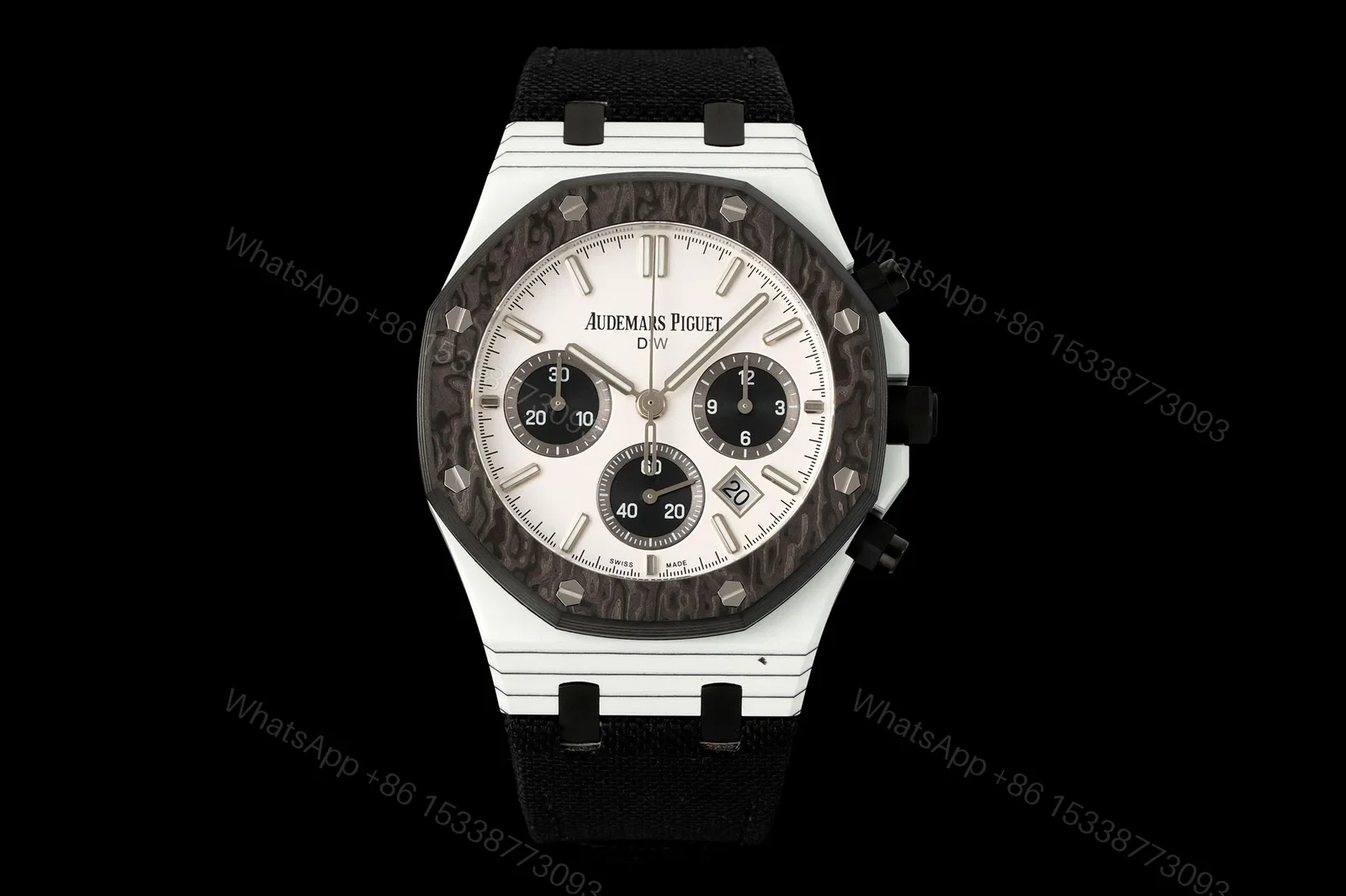 Audemars Piguet Replica Royal Oak Chronograph 42MM Premium Carbon Bezel Black Strap Edition RG-AP-RO-BLACK-42 — view 1